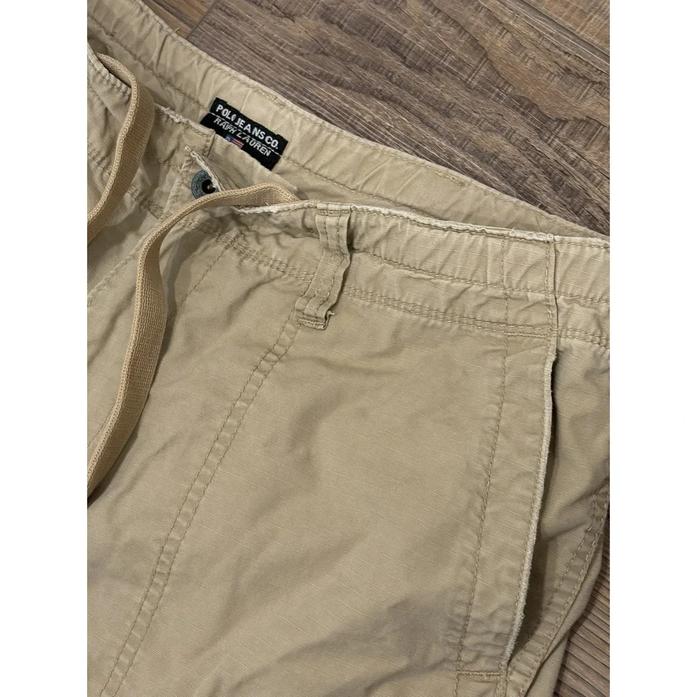 Vintage Y2K Polo Ralph Lauren Cargo Auth Military Surplus Pants 34x30 Baggy Tan